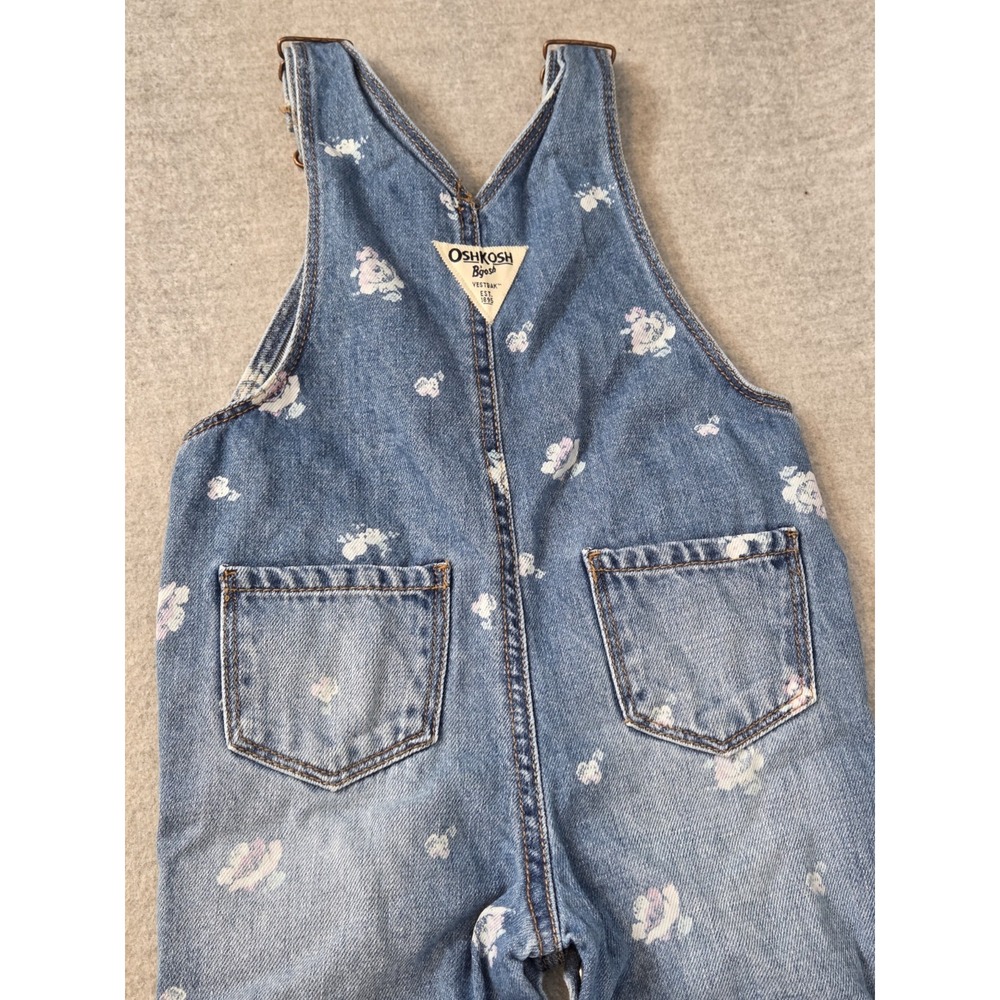 Oshkosh B'Gosh Denim Blue Floral Roses Overalls Baby Girls 18 Months Vestpak - Picture 5 of 12